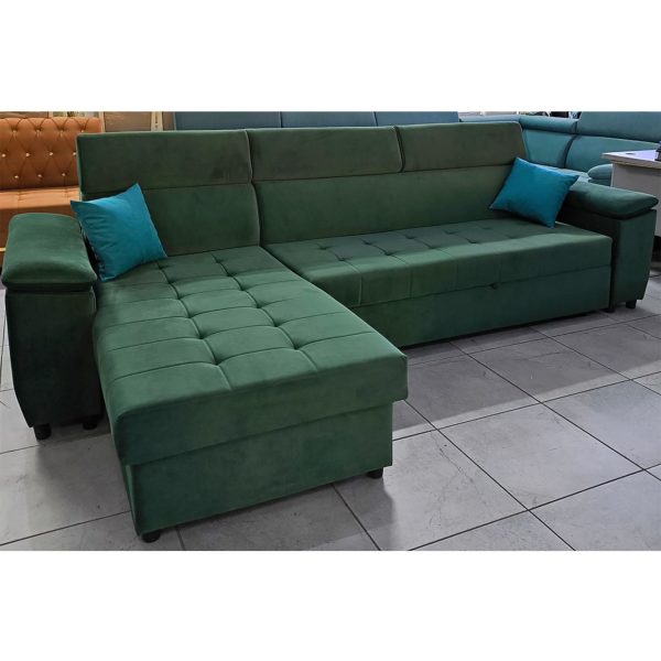 Диван угловой Айсара (зеленый) с лежаком