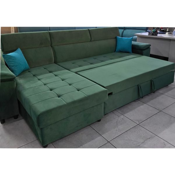 Диван угловой Айсара (зеленый) с лежаком