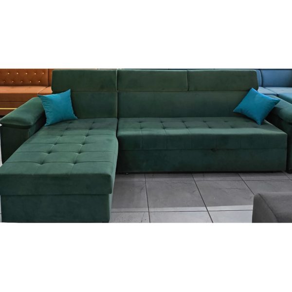 Диван угловой Айсара (зеленый) с лежаком