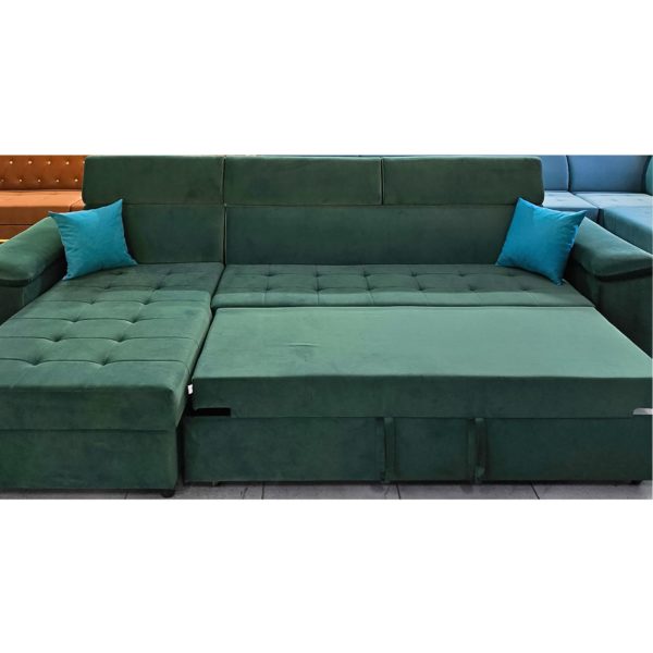 Диван угловой Айсара (зеленый) с лежаком