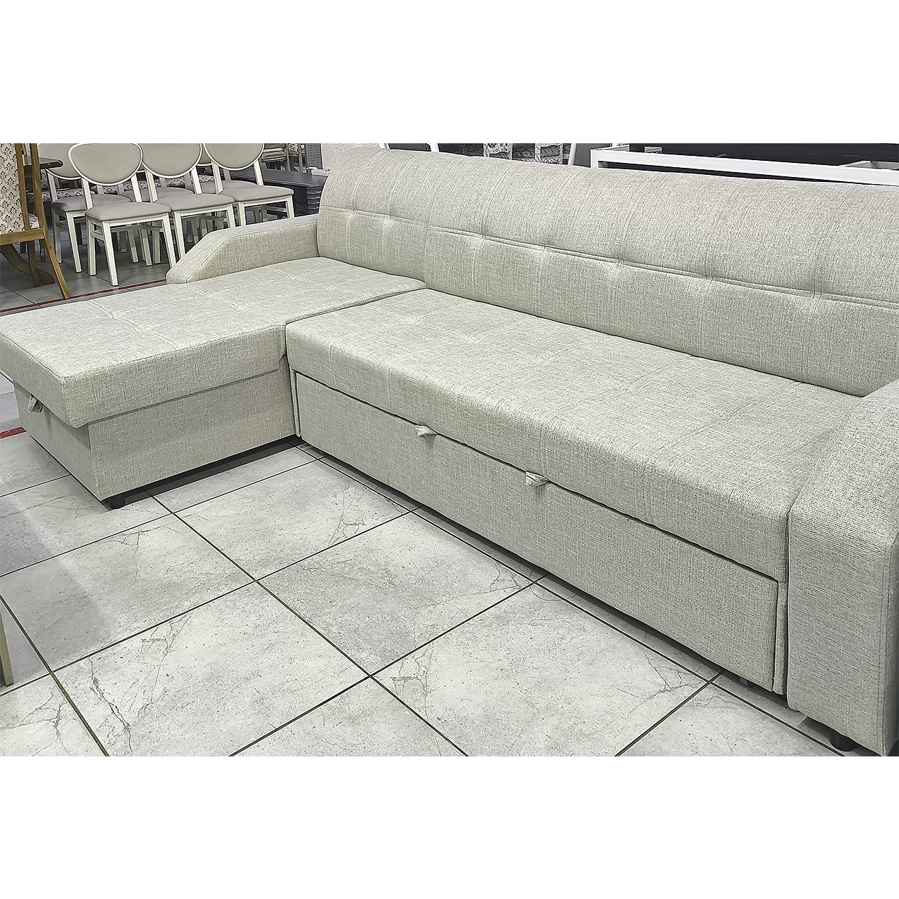 Диван угловой Грейсон (белый) с лежаком