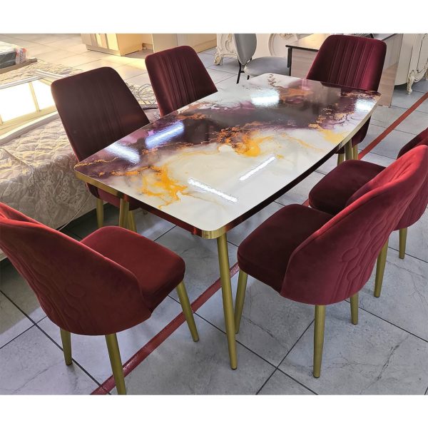 Стол со стульями Сантана (бордовый) (2025)