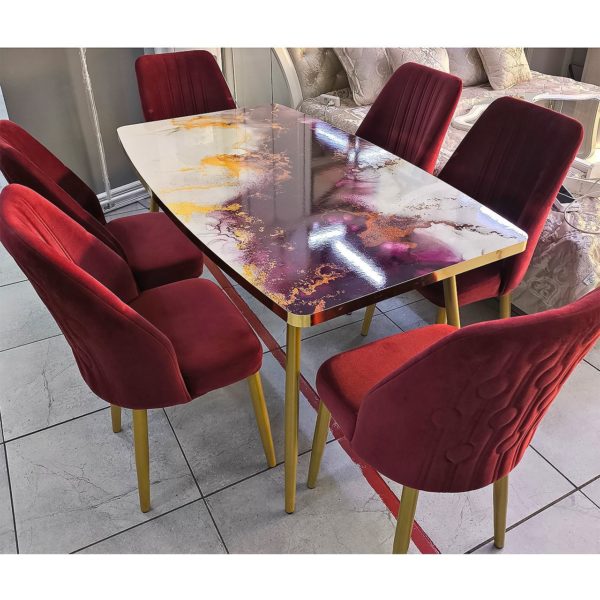 Стол со стульями Сантана (бордовый) (2025)