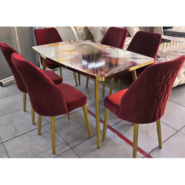 Стол со стульями Сантана (бордовый) (2025)