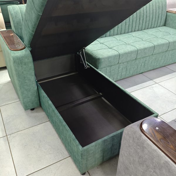 Диван угловой Ариша (зеленый) с лежаком