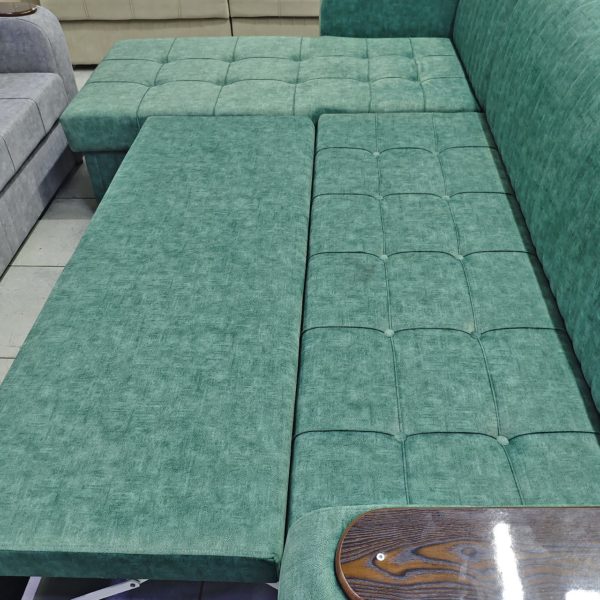 Диван угловой Ариша (зеленый) с лежаком