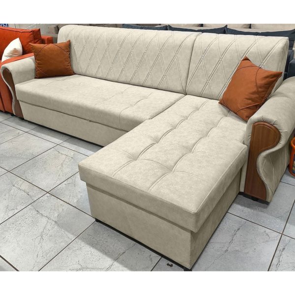Диван угловой Ромео (бежевый) с лежаком
