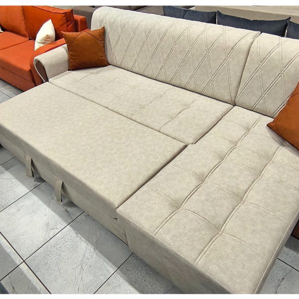 Диван угловой Ромео (бежевый) с лежаком