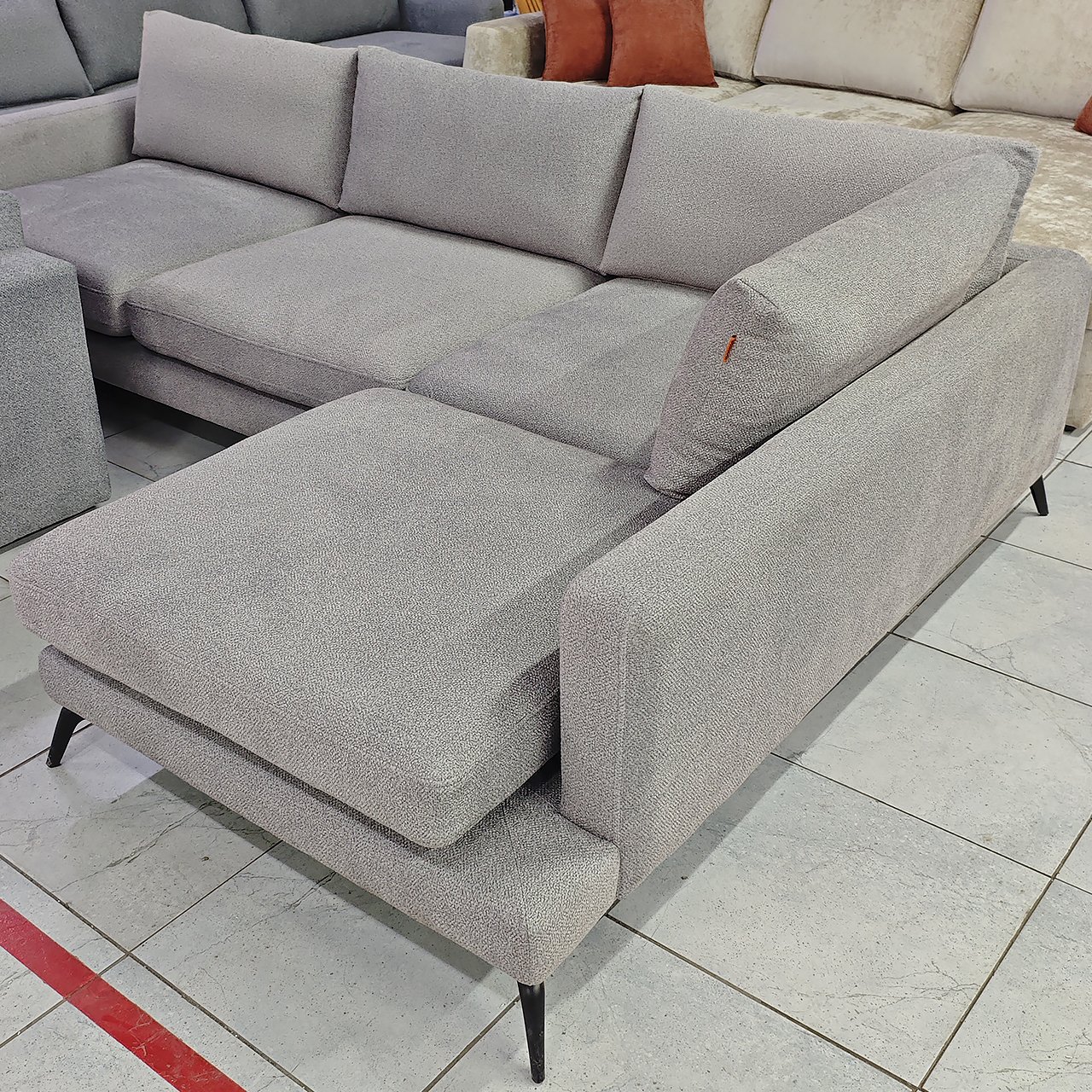 Диван угловой Пальмира (серый) с лежаком