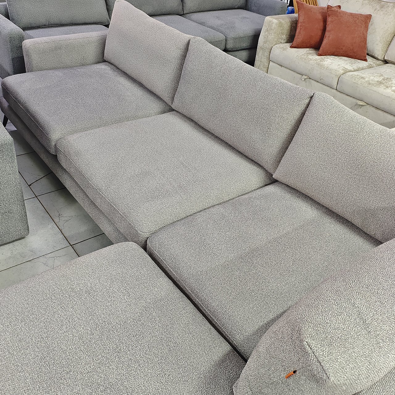 Диван угловой Пальмира (серый) с лежаком