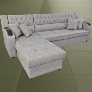 Диван угловой Кармелия (серый) с лежаком