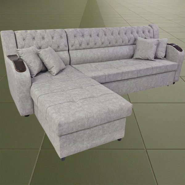 Диван угловой Кармелия (серый) с лежаком