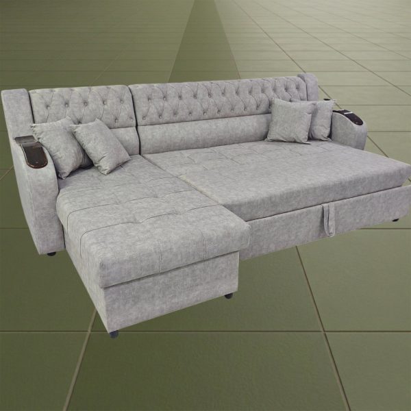 Диван угловой Кармелия (серый) с лежаком