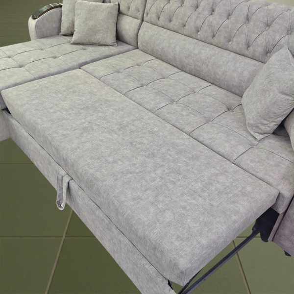 Диван угловой Кармелия (серый) с лежаком