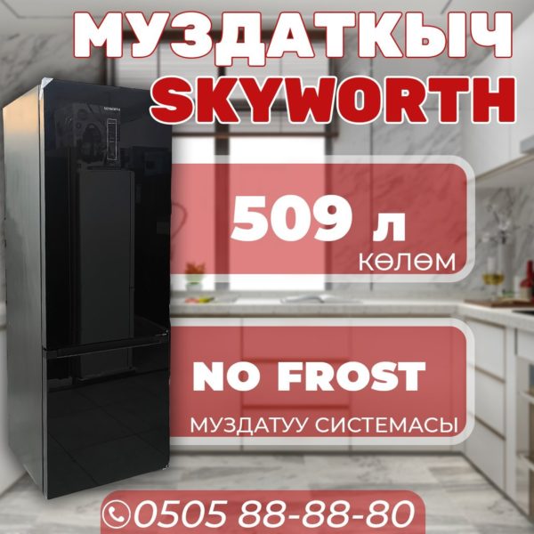 Холодильник двухкамерный Skyworth 509 литров (черный)