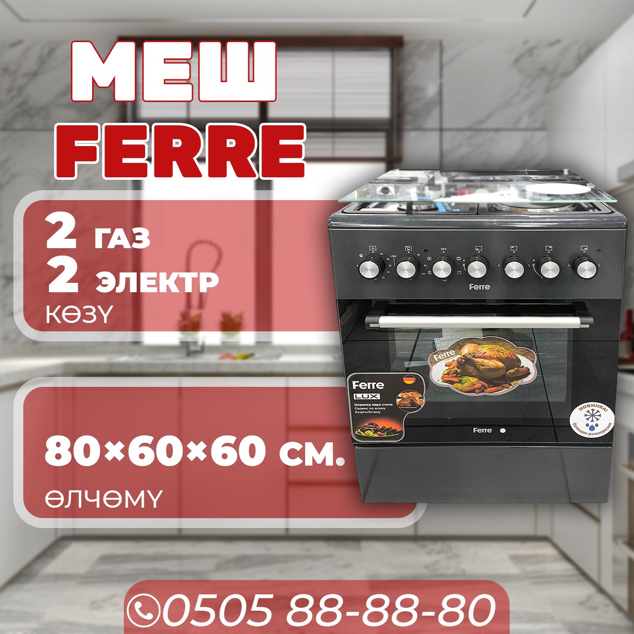 Газовая и электроплита Ferre 2-2